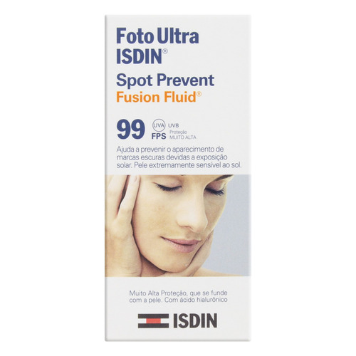 Imagem 1 de 2 de Protetor Solar Spot Prevent FPS 99 Foto Ultra Isdin Fusion Fluid Caixa 50ml