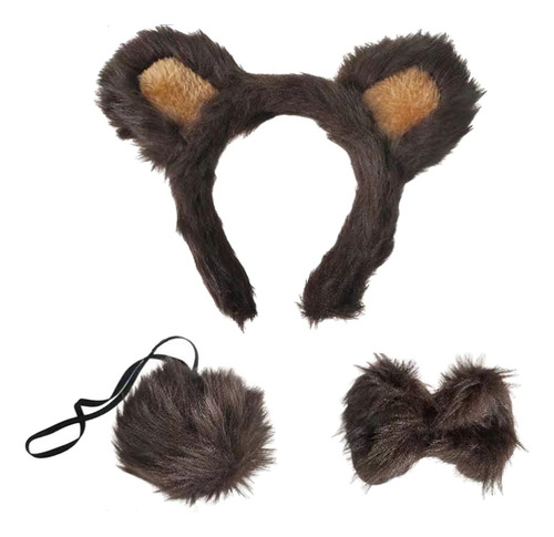 Conjunto De Diadema Con Orejas Y Cola De Animales, Lindo Oso