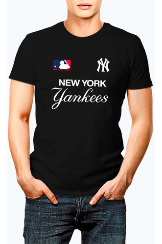 Polera Algodón Estampada Vinilo Textil New York Yankees