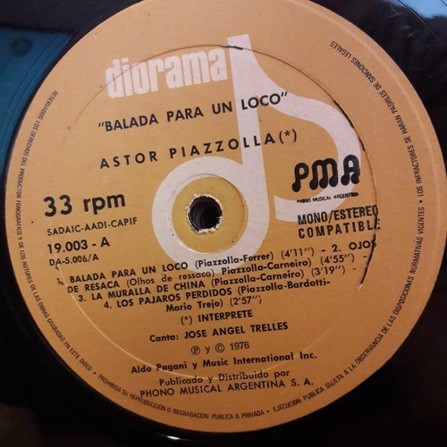 Sin Tapa Disco Astor Piazzolla Balada Para Un Loco T0