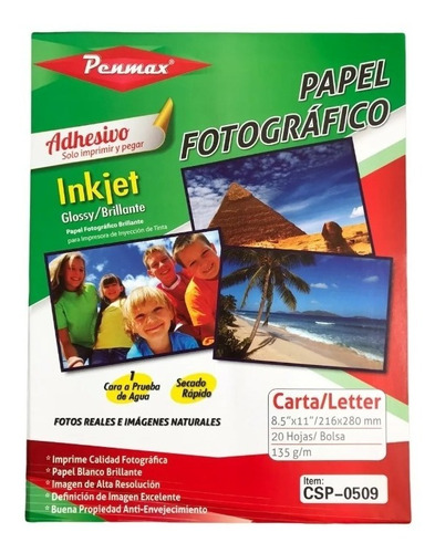 Papel Fotografico Glossy Adhesivo Brillante Penmax 135g X50