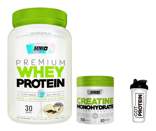 Premium Whey Protein 1 Kg + Creatina + Vaso Star Nutrition