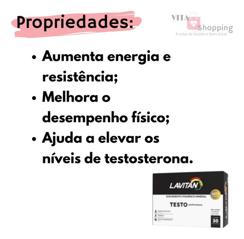Testo Performance Lavitan, Potência E Vitalidade - 30 Comp