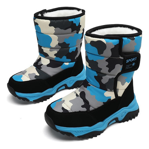 Botas De Nieve Para Niños Zapatos Cálidos De Lana De Camufla