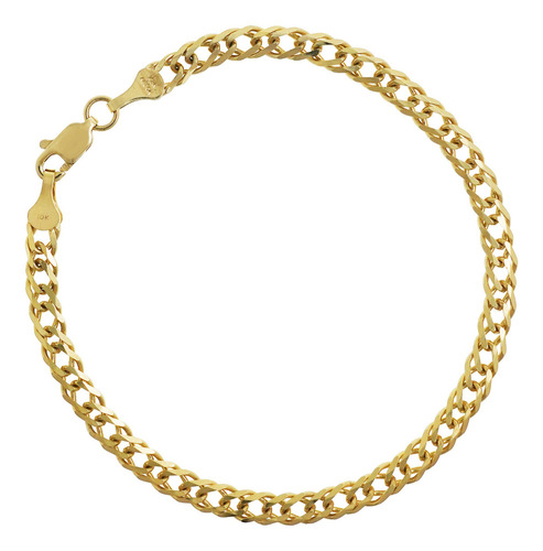 Pulso Doble Rombo 21cm Oro Sólido 10k Largo 21 Cm