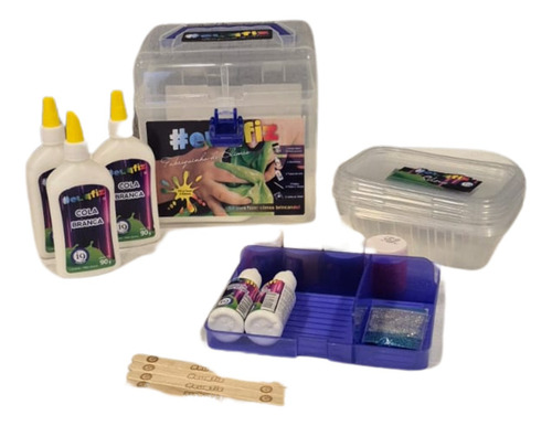 #euqfiz Kit Fabriquinha Slimes Brincando Guache Neon 5 Anos
