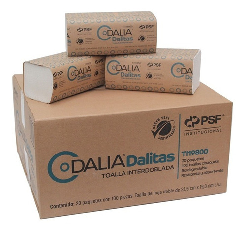 Toalla Interdoblada Dalitas Caja Con 20 Pqt. De 100 Piezas