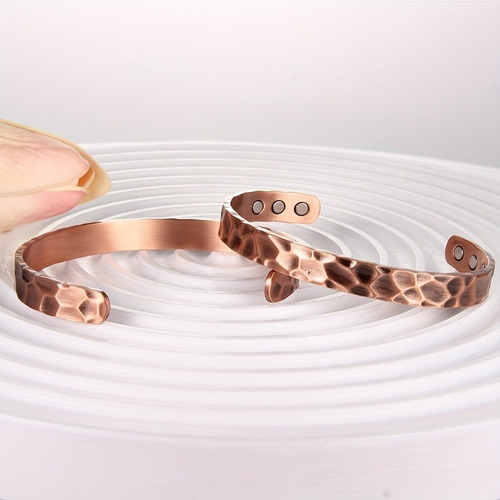 Hermosa Brazalete Pulsera Mujer Magnética Cobre Con 6 Imanes