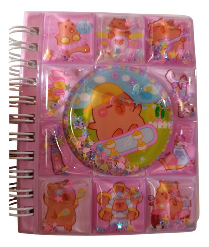 Libreta Capibara Tapa Con Agua Y Brillo Stickers Stickers Skate