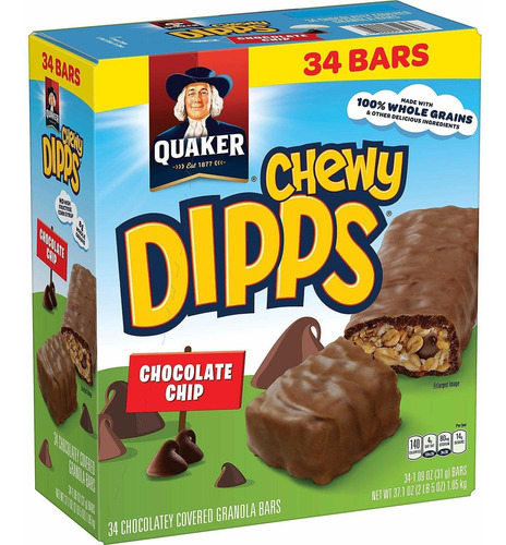 Barras De Granola Quaker Chewy Dipps, Chispas De Chocolate (