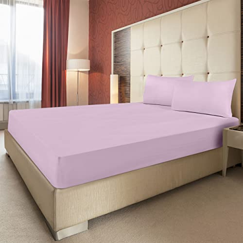 Sabana Tamaño Queen Ajustable De Microfibra Color Lavanda Lavanda Liso