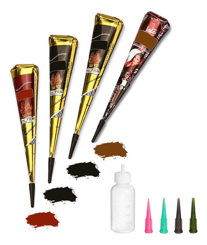 Temporary Tattoos Kit, 4pcs Semi Permanent Tattoo Paste Cone