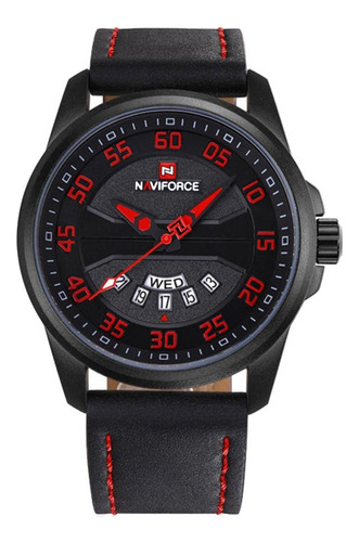 Relógio Pulseira De Couro Militar/ Esportes Naviforce Nf9124