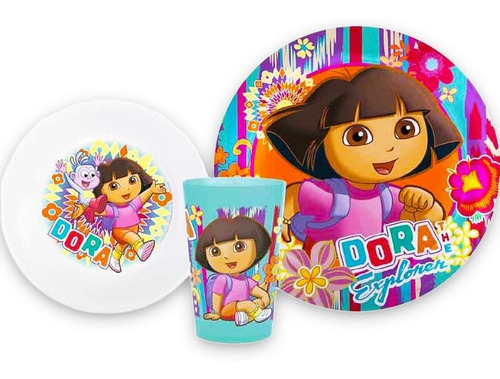 Dora The Explorer 3 pc Set Para La Hora De Comer Plato, Bol