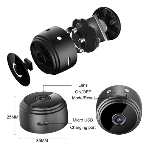 P Mini Cámara De Seguridad A9 Con Resolución 1080p Negra