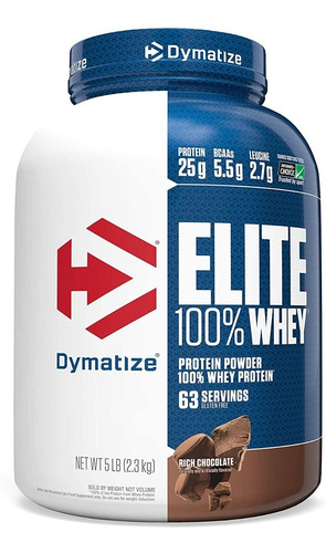 Imagen 1 de 3 de Proteína Elite 100% Whey Dymatize 5lbs -chocolate