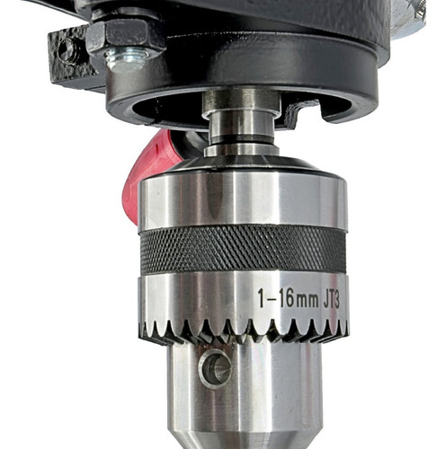 Taladro de Columna de Piso 15" KNOVA KN DPFT-3800 3/4 HP 12 Velocidades (250-3100 RPM) Mesa Inclinable 45° Uso Profesional en Talleres e Industrias Precisión y Robustez Color Rojo y Negro