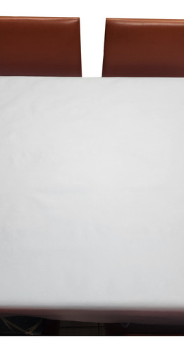 Mantel Mesa Rectangular 1.4x2.5 Impermeable Cuerina Afelpada Blanco