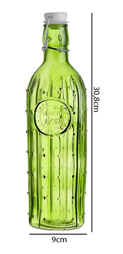 Imagem 2 de 4 de Kit 2 Garrafas Vidro Geladeira Cacto Verde 500ml 1,1 Litro