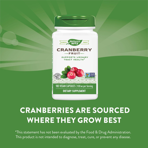 Nature´s Way | Cranberry Fruit, 180 Caps | Fruta De Arándano