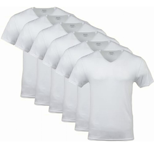 Gildan, Camiseta Interior Cuello-v Para Hombres, Blanco 6 Color Blanco (6 Unidades)