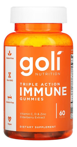 Goli Nutrition Inmunidad, Triple Accion 60 Gomitas Mf Sabor Citricos