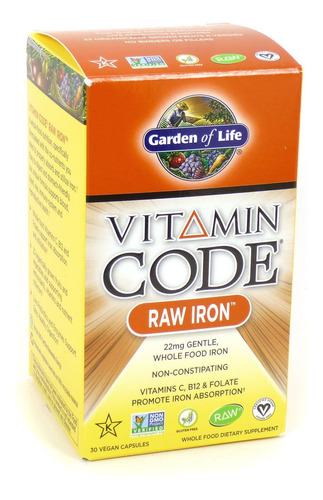 Garden Of Life Vitamin Code Hierro Crudo, 30 Cpsulas (paquet