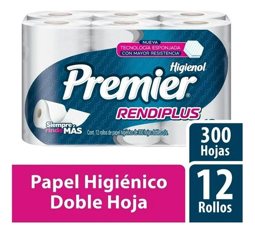 3 Pzas Papel Higiénico Premier Rendiplus Con 12 Rollos