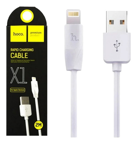 Cable Usb A Ip Hoco X1 Carga Rapida Duradero 2m Premium Blanco