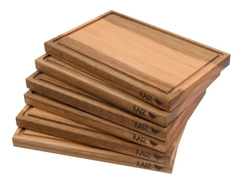 Set 6 Platos De Madera Para Asado