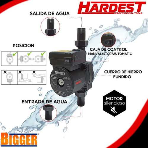 Imagen 2 de 9 de Bomba Presurizadora Elevador Presión De Agua 40l/min Hardest