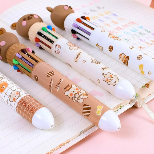 Bolígrafo Push Bear Con Forma De Dibujo Animado, 20 Unidades