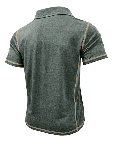 Camisa Transpirable De Manga Corta Con Bolsillos De Moda