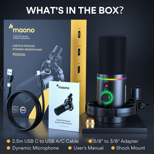 Maono Microfono De Podcast, Microfono Dinamico Para Pc Pa...