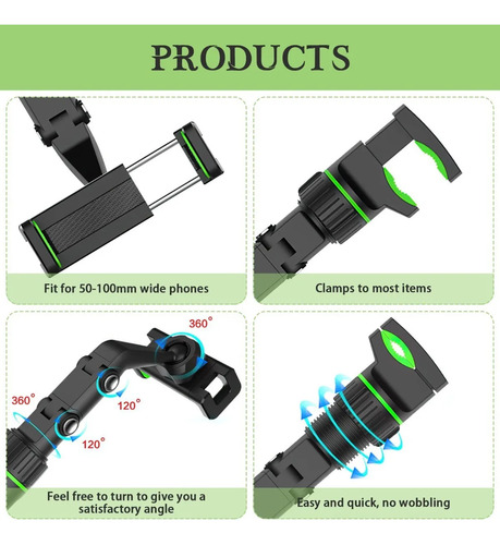Kit De 2 Soportes Para Teléfono Móvil Con Espejo Retrovisor