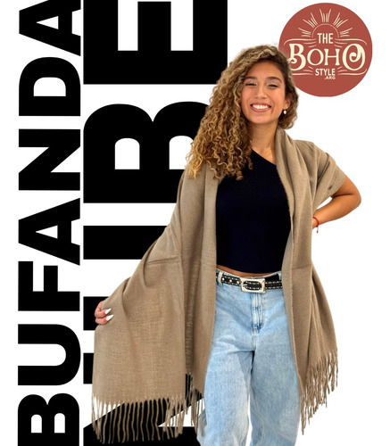 Bufandon Bufanda Maxi Nube Grande Amplia Afelpada Abrigo 27 Marrón Claro Liso
