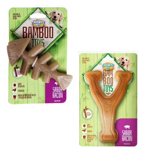 Bamboo Toys Osso Maciço Sabor Bacon 2 Unidades Tamanho Medio