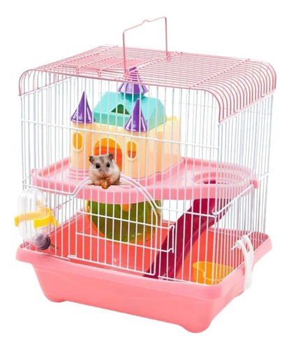 Imagen 3 de 6 de Jaula Para Hamster De 2 Pisos Con Castillo / Fauna Salud