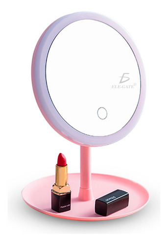Espejo De Maquillaje Con Aro De Luz Portátil 27cm 3 Tonos Color Del Marco Blanco