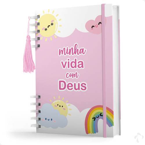 Caderno Planner Devocional 204 Págs - Minha Vida Com Deus Ano 2024 Capa Rosa