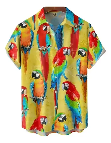 Camisa Hawaiana Unisex La Familia Parrots, Camisa Play