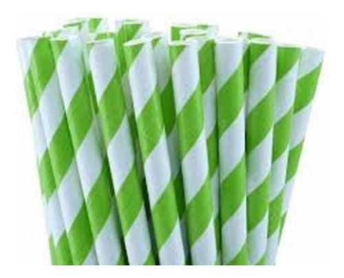 1000 Un Canudos Papel Biodegradável Verde E Branco
