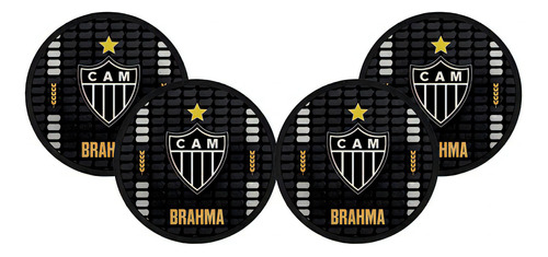 Jogo Com 4 Porta Copos Brahma Atlético Mineiro Galo Oficial Cor Preto
