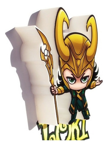 Lampara Mural 3d Mini Loki Marvel Vengadores Color Negro
