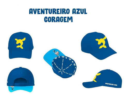Imagem 2 de 8 de Boné Dos Aventureiros Luccas Neto Oficial Azul Coragem