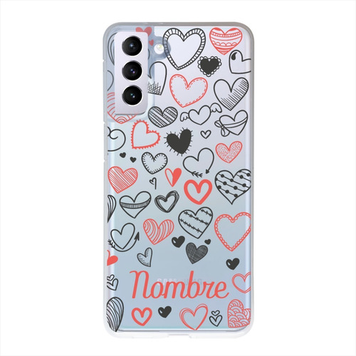 Funda Galaxy Antigolpes Corazones Personalizada Tu Nombre