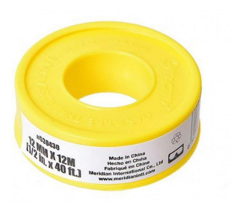 Pack 5. Cinta Teflon Gas 1/2 X 12 Mts.  Amarilla Tactix