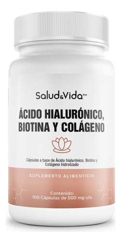 Biotina + Ácido Hialurónico + Colágeno Hidrolizado - Suplemento con 100 Cápsulas, S&V