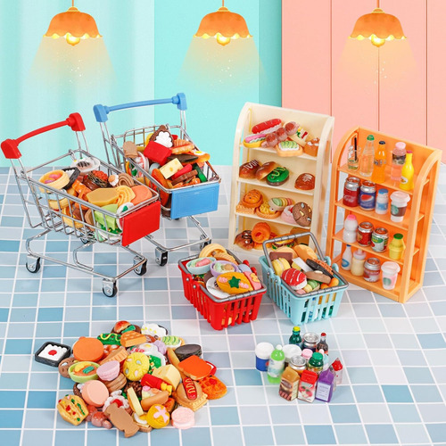 Carro De Compras En Miniatura Con 409 Cm, Incluye Comida