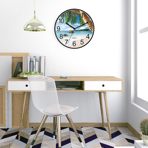 Reloj De Pared Sin Tictac, Gran Número, Costero, Playa, Func